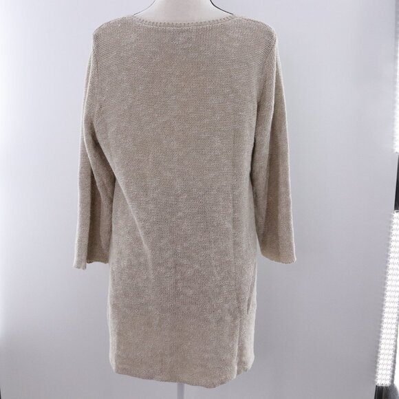 Habitat | Linen Cotton V Neck Tunic Sweater Medium - Picture 4 of 6